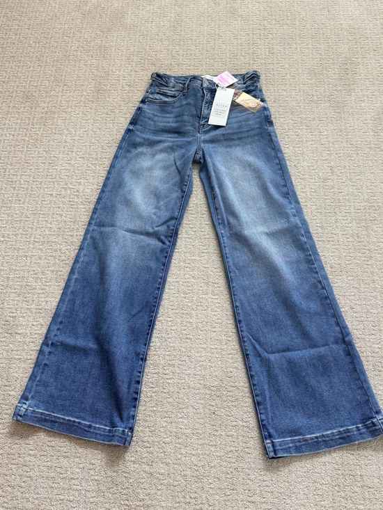 Risen Jeans Denim - Risen High-Rise Wide Leg Boot Cut Jeans in Medium Blue 5/27